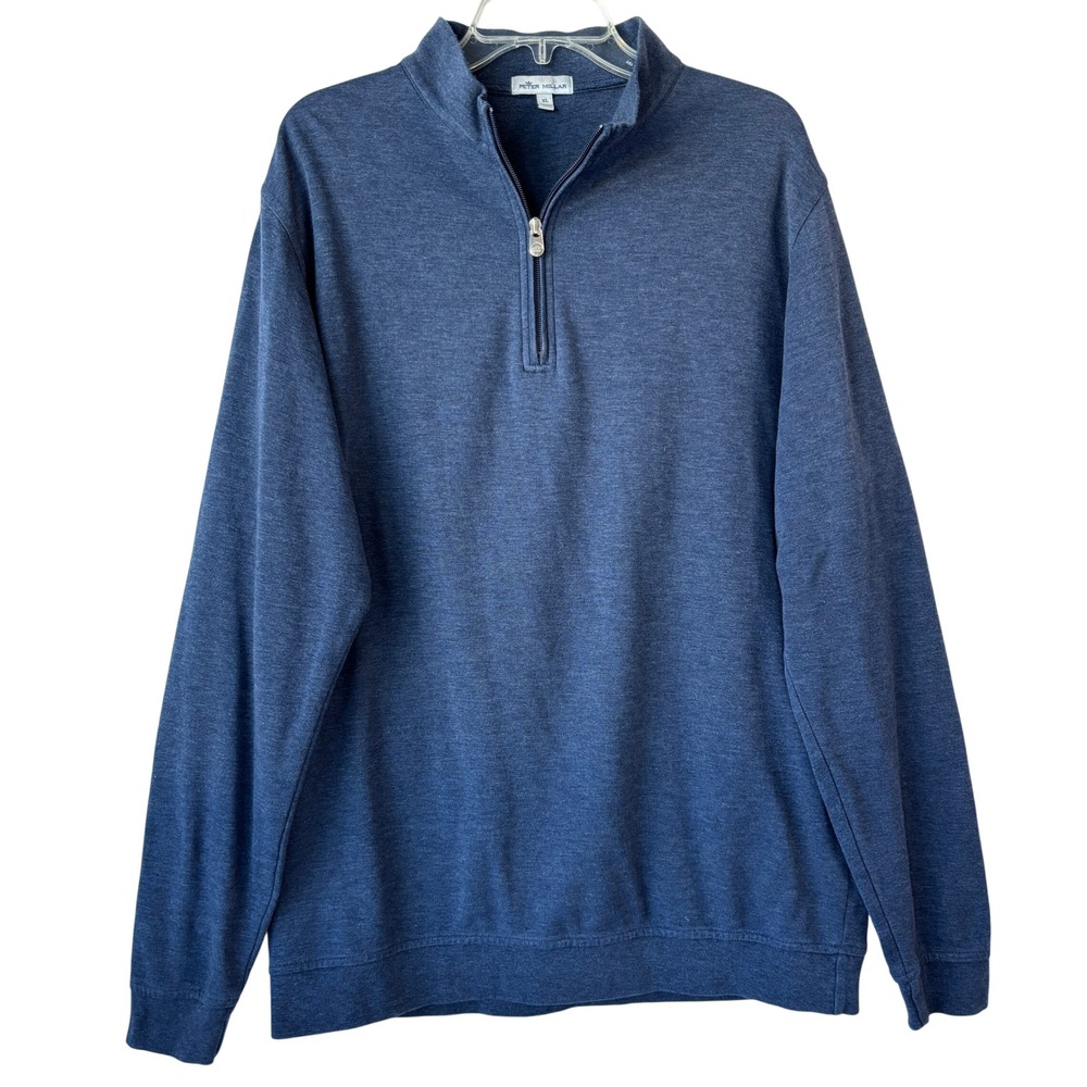 Peter Millar Heather Blue Quarter Zip Sweater XL Minimalist Golf Made in India